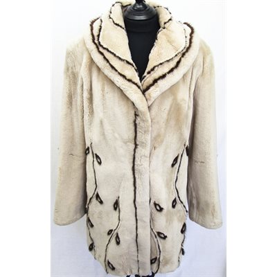 SHEARED BEAVER JACKET WITH BLACK MINK INSERTS