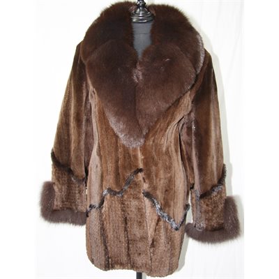 SHEARED RANCH MINK WITH FOX TRIM