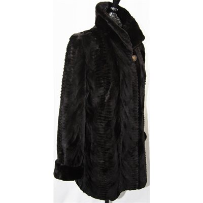 SHEARED MINK PAW REVERSIBLE JACKET WITH CARVINGS