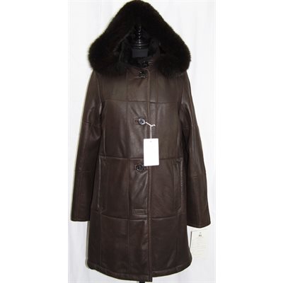 BROWN SHEARLING COAT WITH HOOD