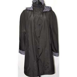 BLACK SPRING JACKET WITH REMOVABLE HOOD