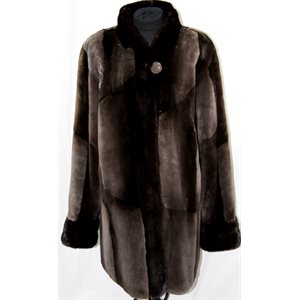 REVERSIBLE SHEARED BEAVER WITH MINK TRIM