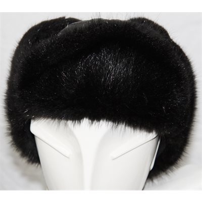 BLACK MUSKRAT M.P. HAT WITH LEATHER