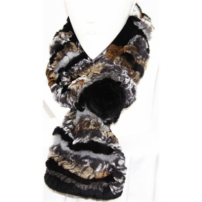 SLATE KNITTED REX RABBIT SCARF