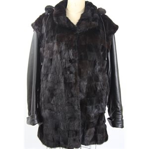 BLACK MINK PIECES JACKET WITH LEATHER