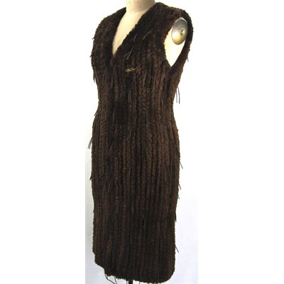 BROWN KNITTED SHEARED BEAVER VEST / DRESS