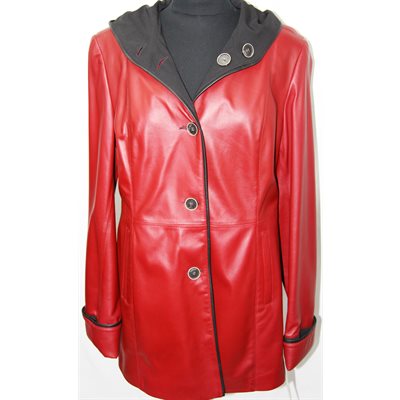 RED LEATHER JACKET REVERSIBLE BLACK MATERIAL