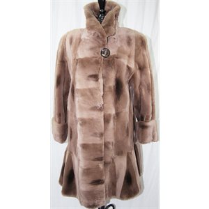 BEIGE SHEARED MUSKRAT COAT