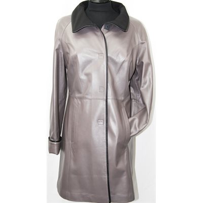 PEARL BEIGE & BLACK REVERSIBLE LEATHER JACKET