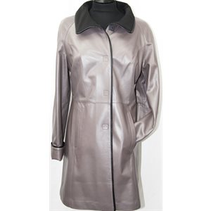 PEARL BEIGE & BLACK REVERSIBLE LEATHER JACKET