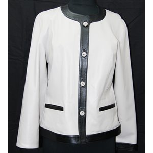 MANTEAU DE CUIR  BEIGE & NOIR