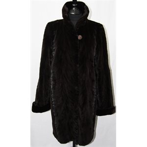 BROWN SHEARED MINK PAW REVERSIBLE COAT