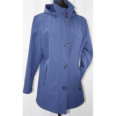 PETITE: MANTEAU 3 / 4 PRINTEMPS BLEU - CAPUCHON DÉTACHABLE