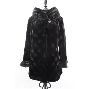 BLACK SHEARED MINK SECTION COAT