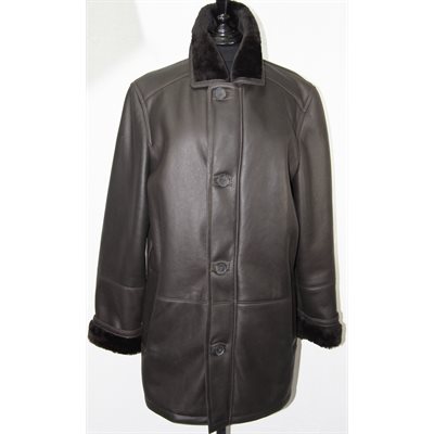 MANTEAU D'AGNEAU RENVERSÉ BRUN POUR HOMME