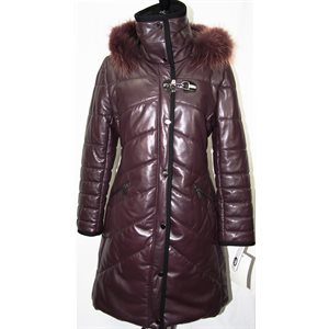 MERLOT LEATHER, DETACHABLE HOOD, FOX TRIM