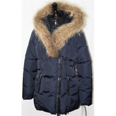 NAVY POLYESTER COAT WITH FINNCOON TRIM