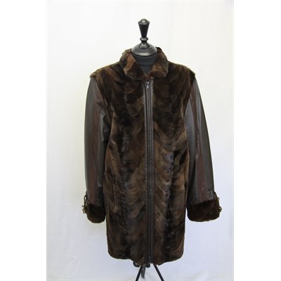 SHEARED MINK PAW JACKET WITH LEATHER