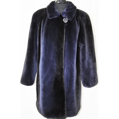 TWO SHADES OF BLUE SHEARED BEAVER COAT