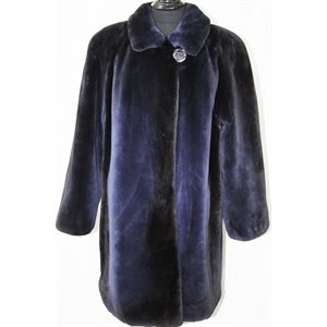 MANTEAU DE CASTOR RASÉ BLEU DÉGRADÉ