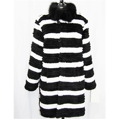 BLACK & WHITE REVERSIBLE RABBIT COAT