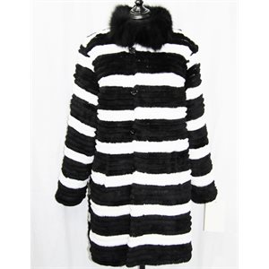 BLACK & WHITE REVERSIBLE RABBIT COAT