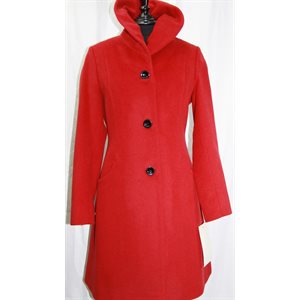 MANTEAU DE LAINE VIERGE & ANGORA ROUGE