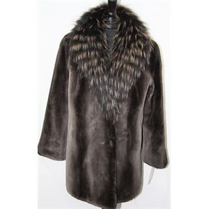 PHANTOM SHEARED BEAVER JACKET WITH FOX COLLAR