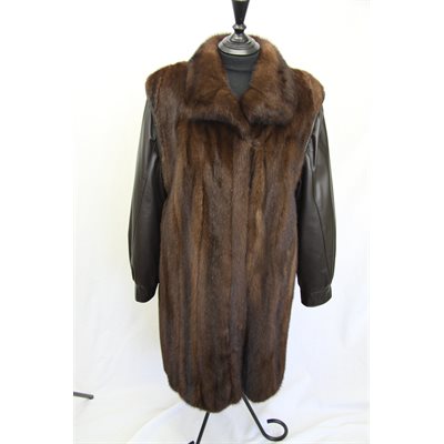 LEATHER AND MAHOGANY MINK COAT