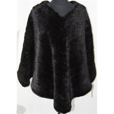 PONCHO NOIR EN VISON TRICOTÉ