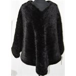 BLACK PONCHO WITH KNITTED MINK