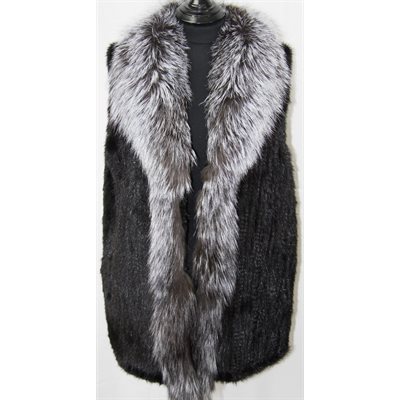 BLACK KNITTED MINK VEST & FOX