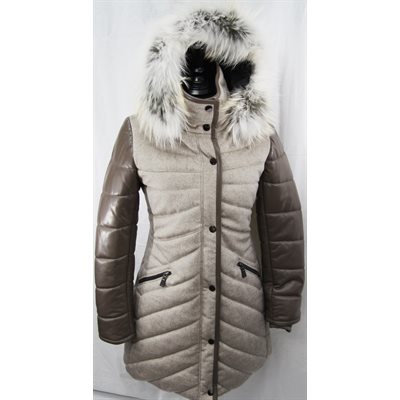 MANTEAU DE CUIR & ANGORA SABLE GARNI RENARD