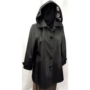 BLACK RAINCOAT WITH HOOD