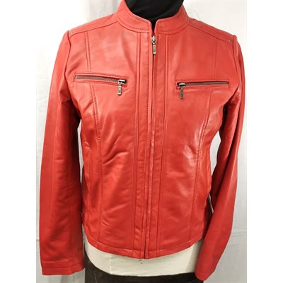 RED LAMBSKIN LEATHER JACKET