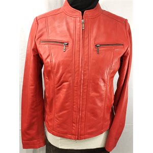 RED LAMBSKIN LEATHER JACKET