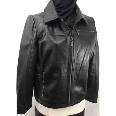 MANTEAU DE CUIR D'AGNEAU NOIR