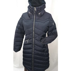 TWO TONE BLUE DOWNCOAT FIXED HOOD