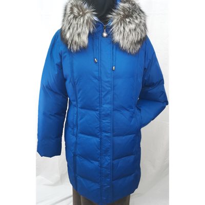 COBALT DOWNCOAT SILVER FOX TRIM