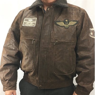 MEN'S BROWN AVIATOR LEATHER JACKET (PIGSKIN)