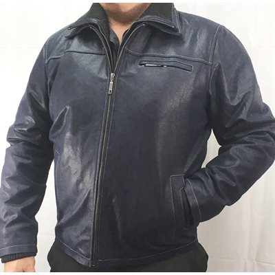 BLOUSON MARINE STYLE AVIATEUR POUR HOMME EN CUIR DE PORC