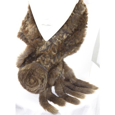 BROWN REX RABBIT KNITTED SCARF