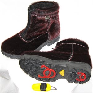 BOTTES ROUGE VIN AVEC TRACTION POUR FEMME