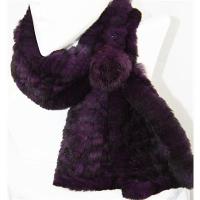 REX ROSETTE PULL THROUGH SCARF PURPLE & BLACK