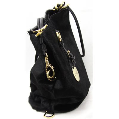 BLACK FUR HANDBAG