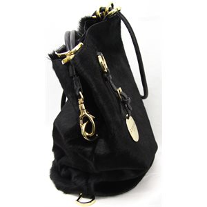 BLACK FUR HANDBAG