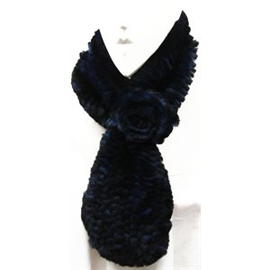 MIDNIGHT BLUE KNITTED REX RABBIT SCARF