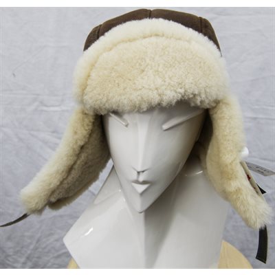 CREAM AVIATOR STYLE SHEEPSKIN HAT