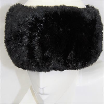 BLACK KNITTED RABBIT HEADBAND