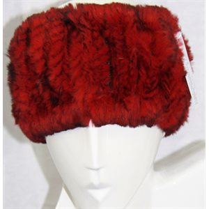 RED & BLACK KNITTED RABBIT HEADBAND